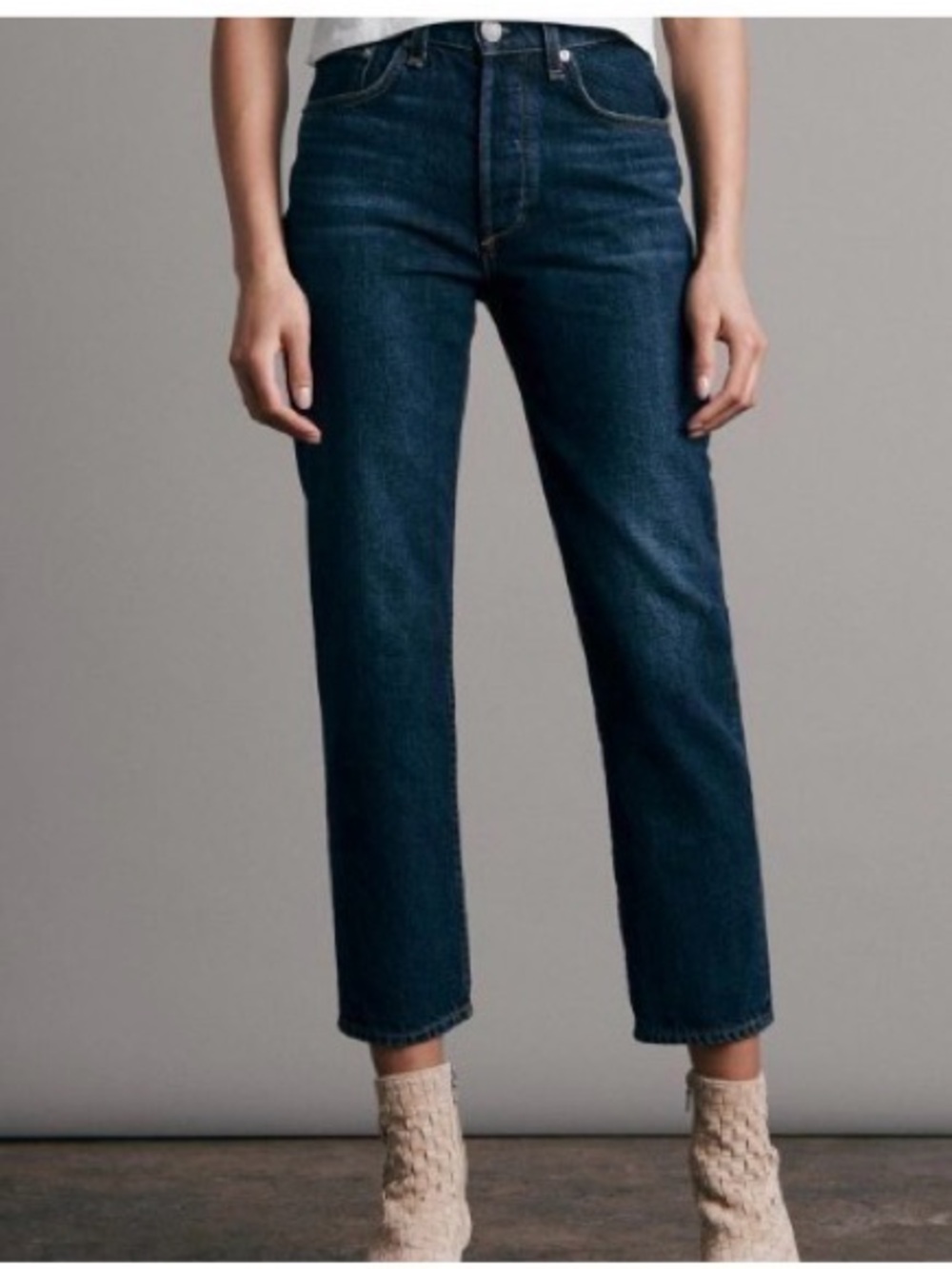 Rag & Bone Cropped High-Rise Straight Jeans - cigarette Blue Nina H/R Ankle